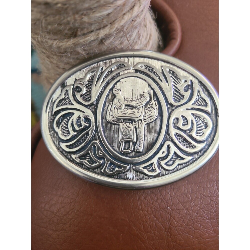 Avon Western Saddle Belt Buckle Vintage Rodeo Cowboy Country Horse Equine